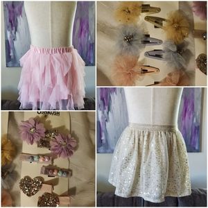3T skirt and hair clips